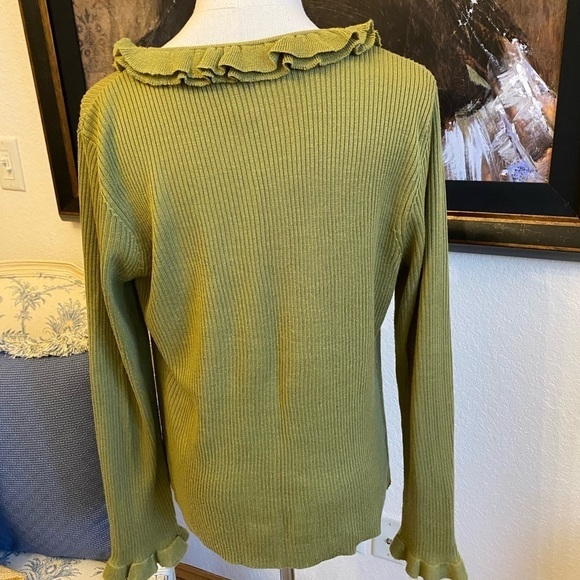 Larry Levine Size L Green Sweater Cardigan - Picture 6 of 6